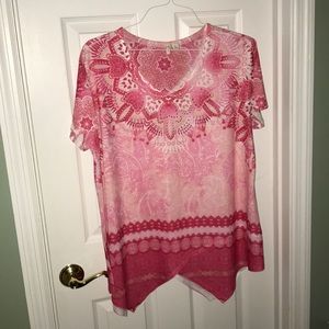 Short sleeve Cato blouse. Pretty shades of pink